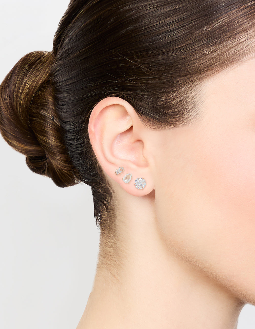 Gold Cubic Zirconia Stud Earrings 3-Pack