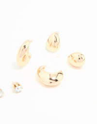 Gold Teardrop Diamante Earrings 3-Pack - link has visual effect only