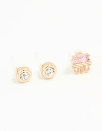 Gold Diamante Jellyfish & Shell Earrings 3-Pack - link has visual effect only