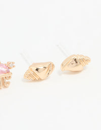 Gold Diamante Jellyfish & Shell Earrings 3-Pack - link has visual effect only