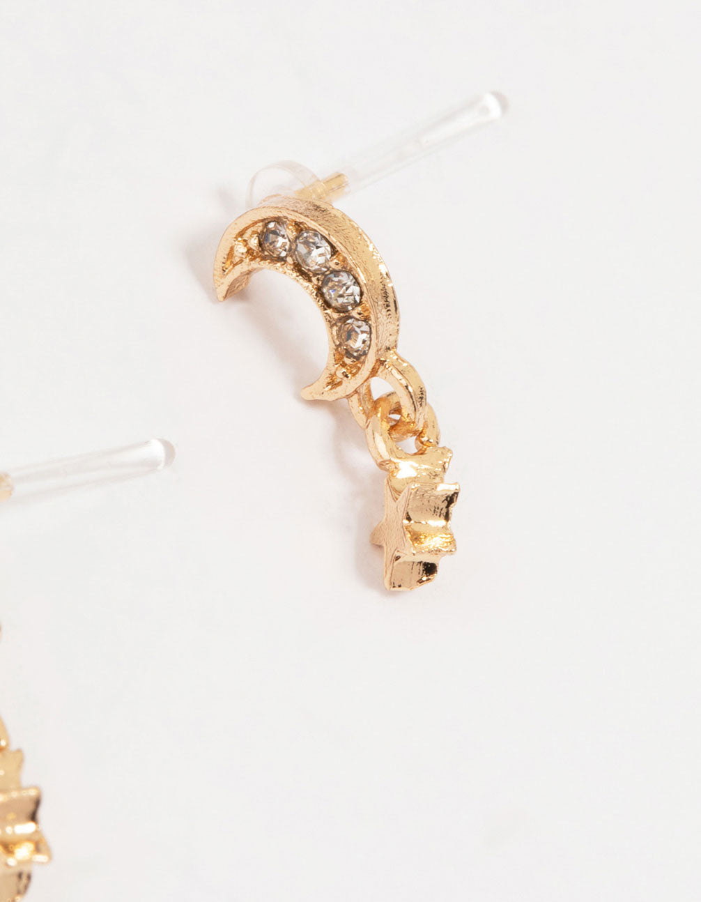 Gold Diamante Moon Celestial Stud Earrings 4-Pack
