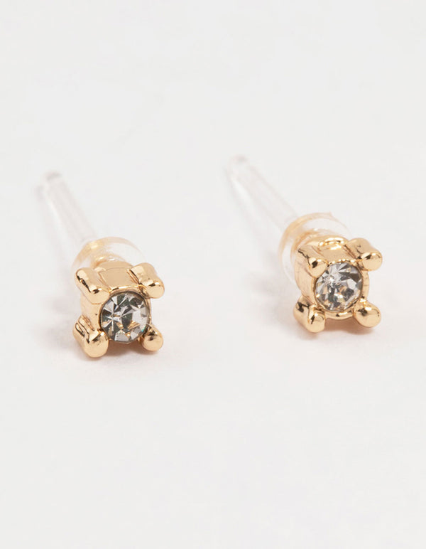 Gold Diamante Stud & Hoop Earrings 4-Pack