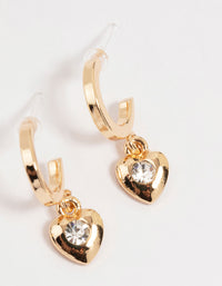 Gold Diamante Heart Mixed Stud Earrings 4-Pack - link has visual effect only