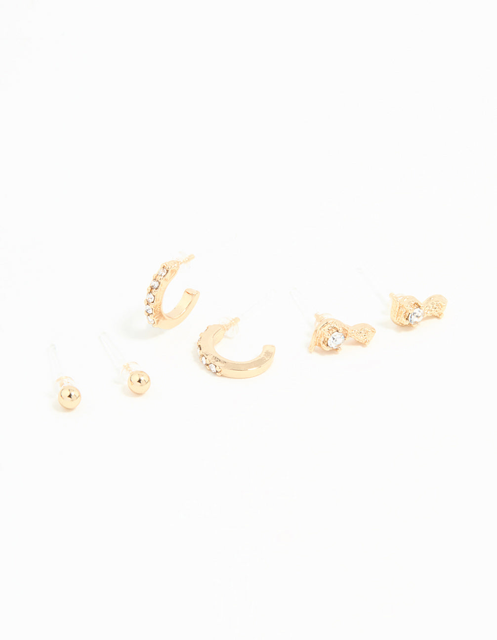 Gold Diamante Hoop & Stud Earrings 3-Pack