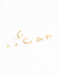 Gold Diamante Hoop & Stud Earrings 3-Pack - link has visual effect only