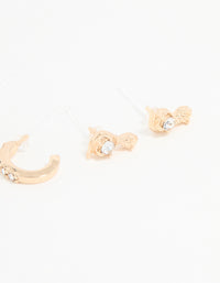 Gold Diamante Hoop & Stud Earrings 3-Pack - link has visual effect only