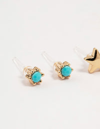 Gold Diamante Celestial Earrings 4-Pack - link has visual effect only