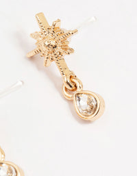 Gold Diamante Celestial Earrings 4-Pack - link has visual effect only