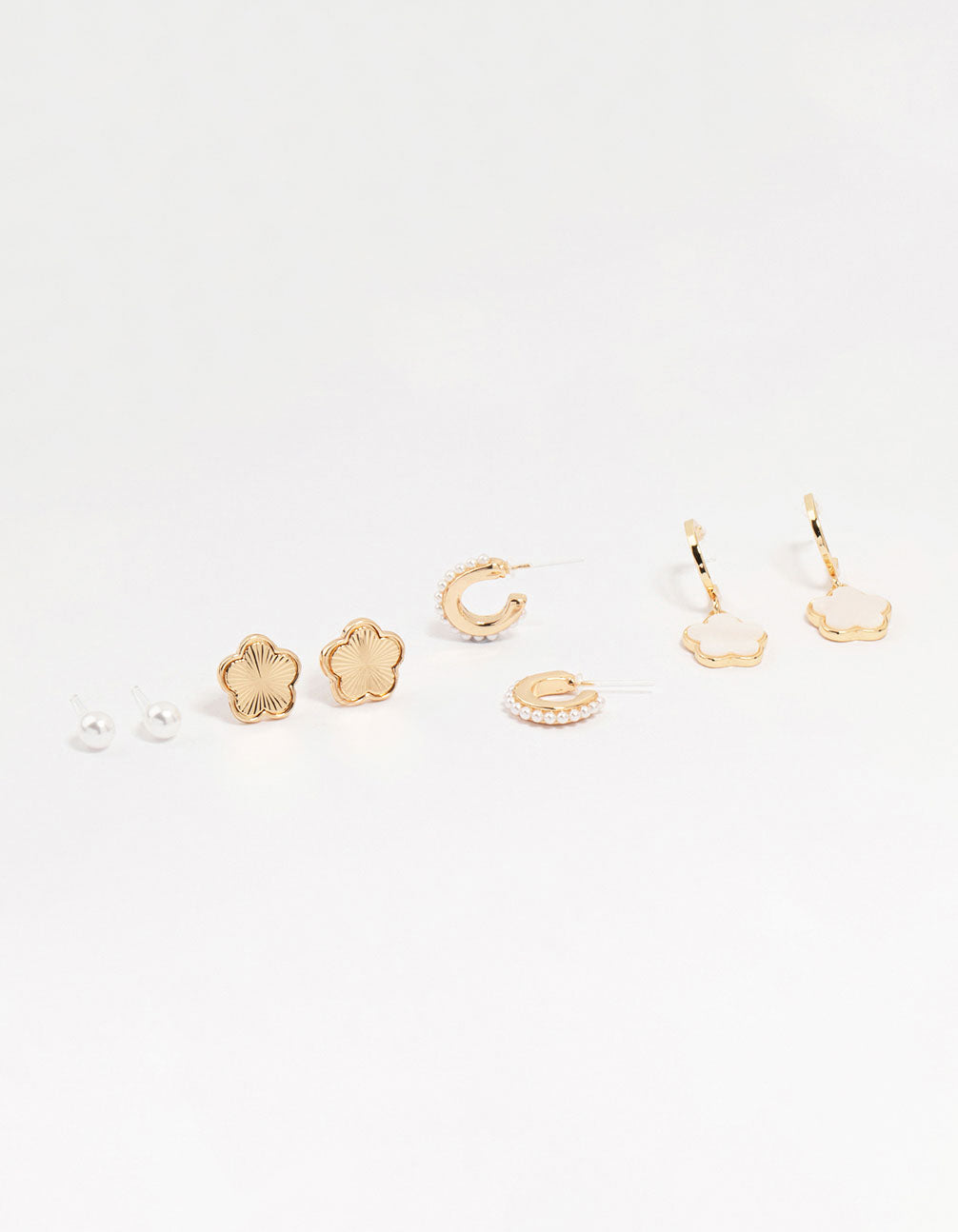 Gold Cubic Zirconia Butterfly Earrings 4-Pack