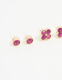 Gold Floral & Butterfly Stud Earrings 3-Pack - link has visual effect only