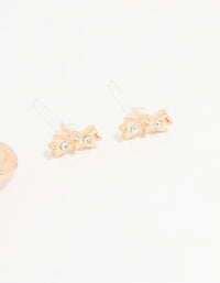 Gold Bow Diamante Hoop Earrings 3-Pack - link has visual effect only