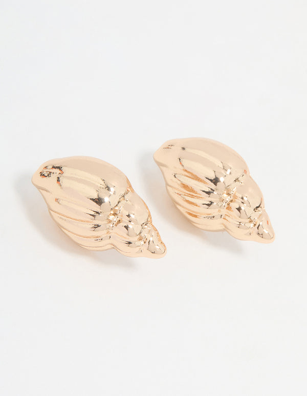 Gold Shell Stud Earrings