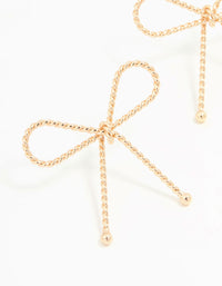 Gold Textured Bow Stud Earrings - link has visual effect only