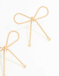 Gold Textured Bow Stud Earrings - link has visual effect only