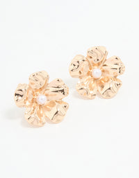 Gold Large Floral Stud Earrings - link has visual effect only