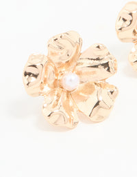 Gold Large Floral Stud Earrings - link has visual effect only