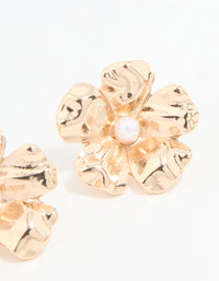 Gold Large Floral Stud Earrings - link has visual effect only