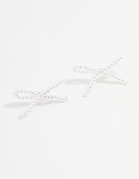 Gold Pearl Bow Stud Earrings - link has visual effect only