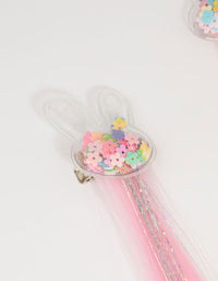 Kids Pink & Blue Hair Bunny Shaker Hair Clips - link has visual effect only