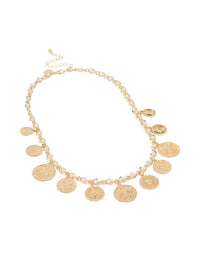 Antique Gold Pearl Coin Charm Necklace - link has visual effect only