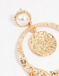 Gold Celestial Pearl Charm Drop Earrings - link has visual effect only