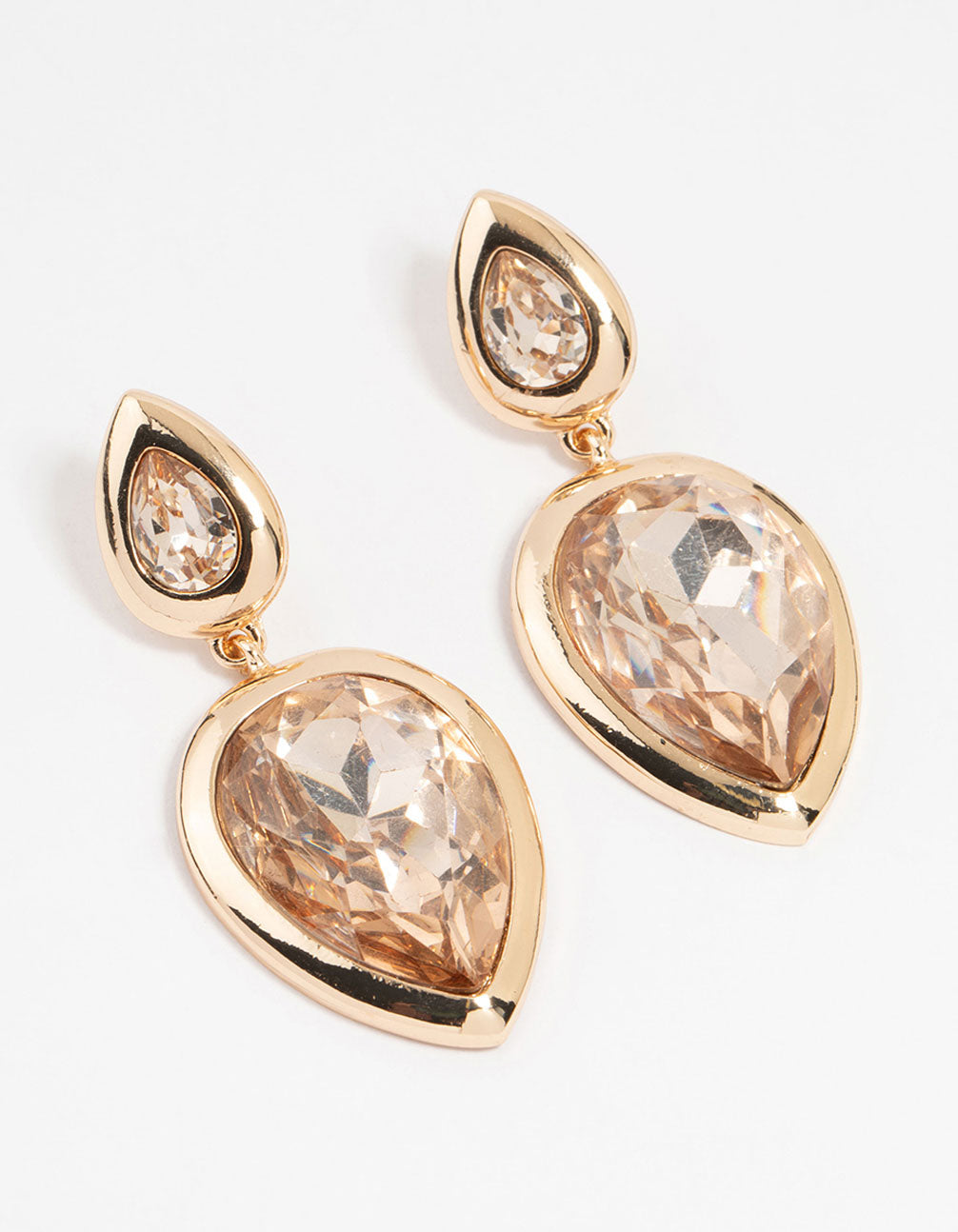 Gold Teardrop Stone Drop Earrings