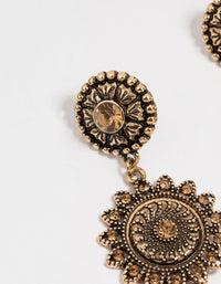 Antique Gold Triple Tier Boho Drop Earrings - link has visual effect only