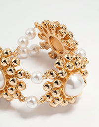 Gold Plated Flower Pearl Bracelet - link has visual effect only