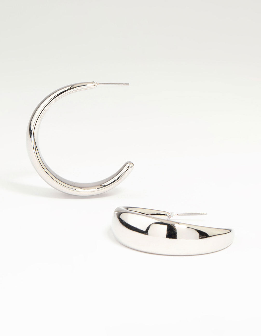 Silver Tapered Hoop Earrings