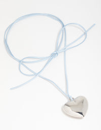 Silver Puffy Heart Cord Necklace - link has visual effect only