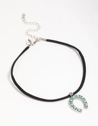 Silver Cord Turquoise Horseshoe Choker Necklace - link has visual effect only
