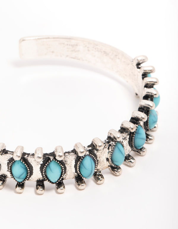 Antique Silver Turquoise Western Wrist Cuff