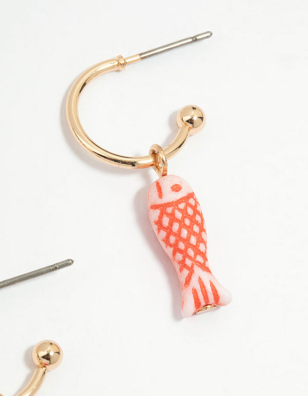 Gold Mixed Sea Hoop Earrings 6-Pack