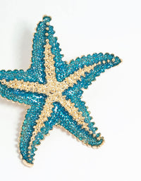 Blue Coated Metal Starfish Stud Earrings - link has visual effect only