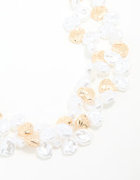 Gold Beaded Pearl Molten Layered Necklace - link has visual effect only