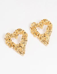 Gold Molten Open Heart Stud Earrings - link has visual effect only