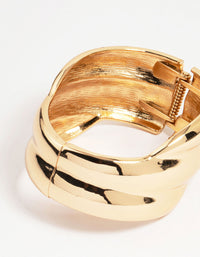 Gold Asymmetrical Ribbed Wrist Cuff - link has visual effect only