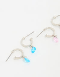 Silver Mixed Stone Huggie Hoop Earrings 3-Pack - link has visual effect only