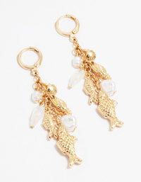 Gold Shell Fish Charm Drop Earrings - link has visual effect only