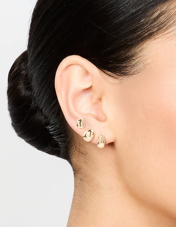 Gold Mini Stud & Hoop Earrings 3-Pack