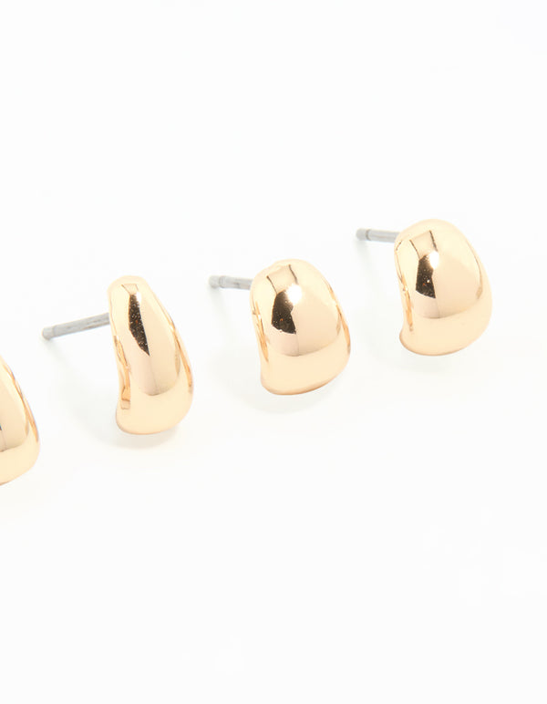 Gold Mini Stud & Hoop Earrings 3-Pack