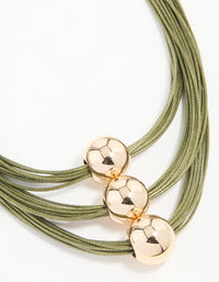 Gold Green Cord Ball Layered Necklace - link has visual effect only