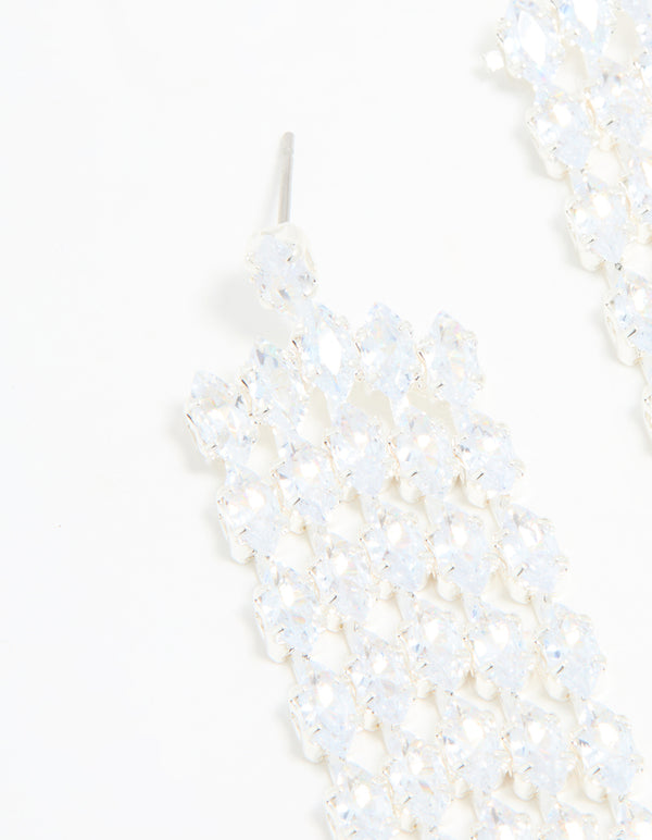 Silver Cubic Zirconia Cascading Drop Earrings