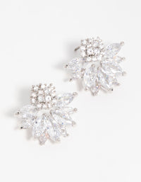 Silver Cubic Zirconia Lotus Flower Stud Earrings - link has visual effect only