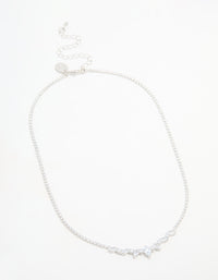 Silver Cubic Zirconia Marquise Pendant Necklace - link has visual effect only