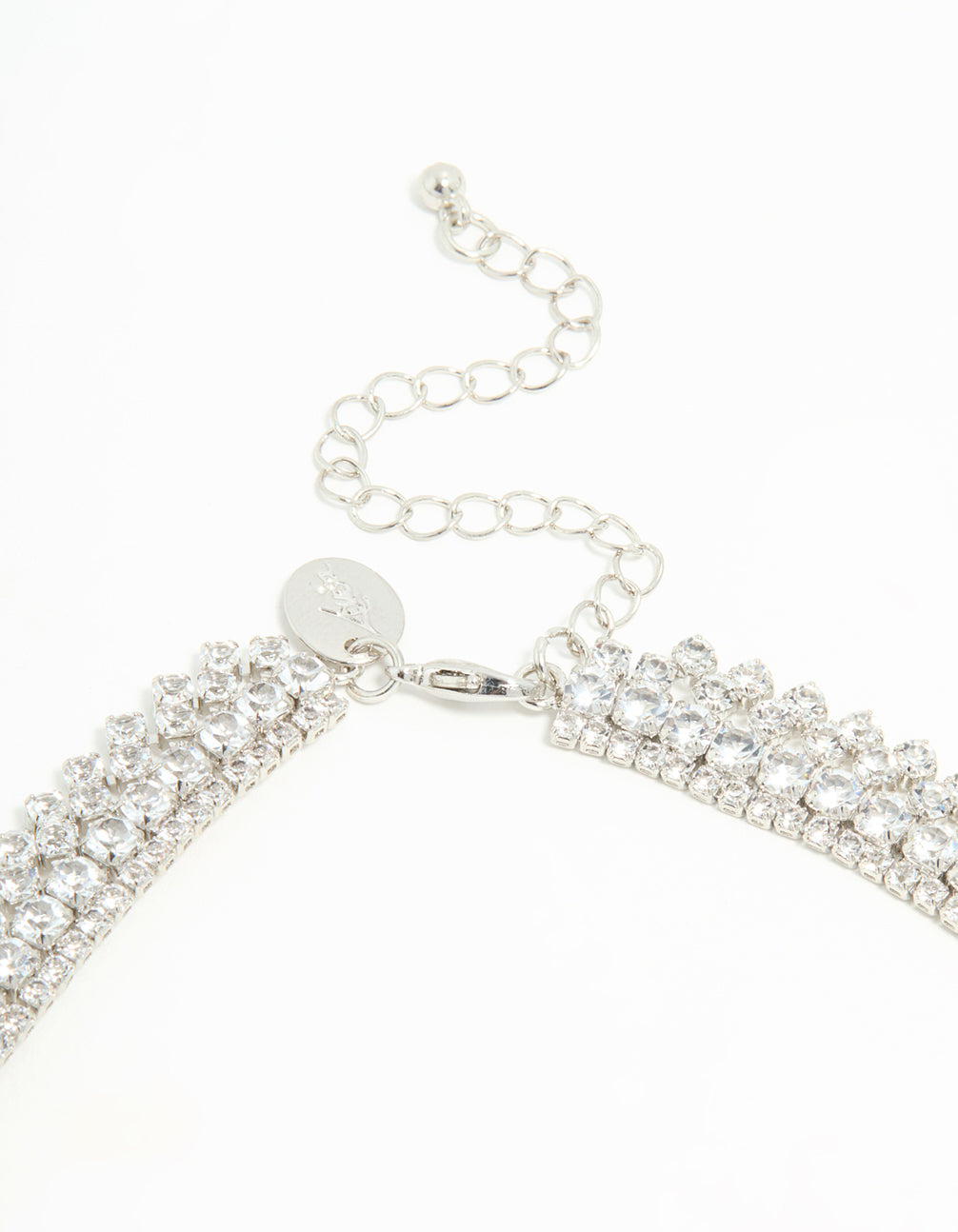 Silver Cubic Zirconia Short Layered Necklace