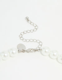 Silver Pearl Cubic Zirconia Short Necklace - link has visual effect only