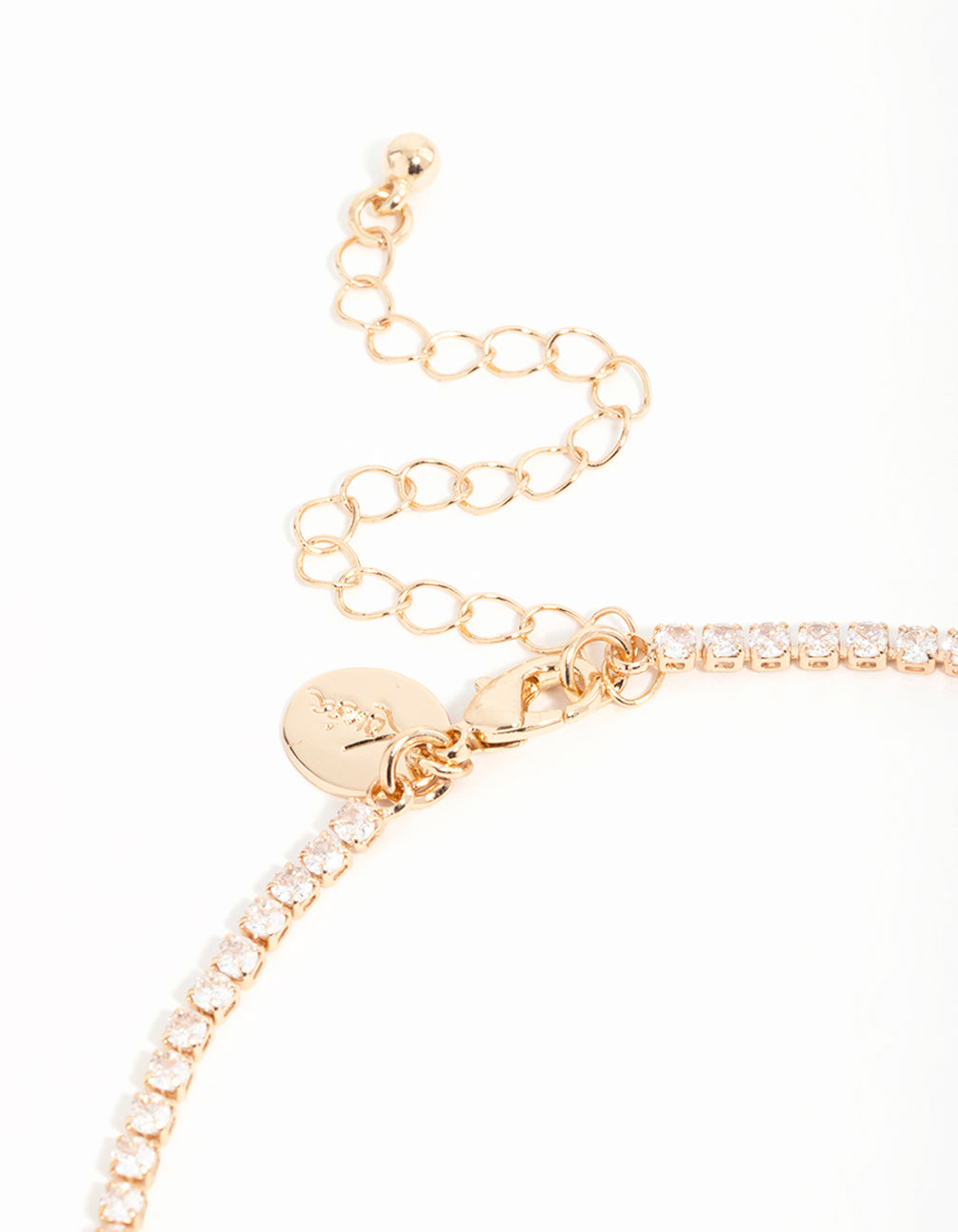 Gold Cubic Zirconia Pear Drop Y-Necklace & Earrings Set