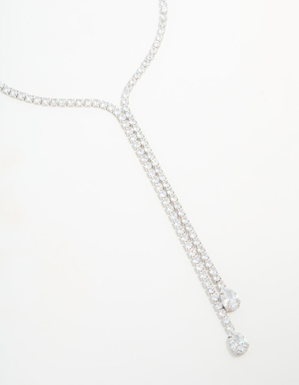 Silver Cubic Zirconia Split Y-Necklace