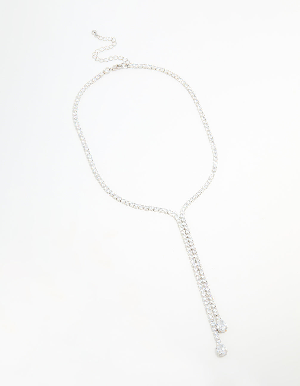 Silver Cubic Zirconia Split Y-Necklace